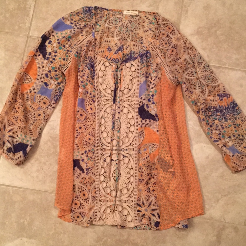 Anthropologie top meadow rue xs crochet